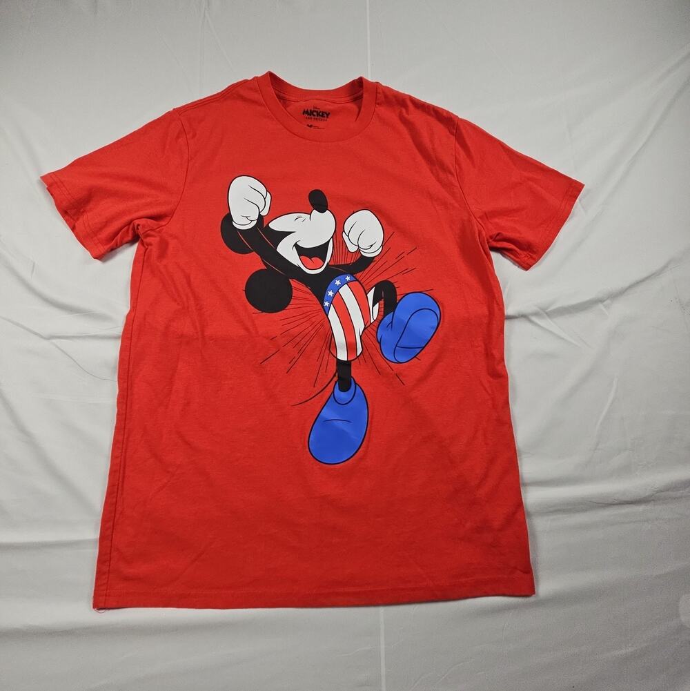 Mens L Patriotic Mickey Mouse T Shirt Red White Blue Disney USA